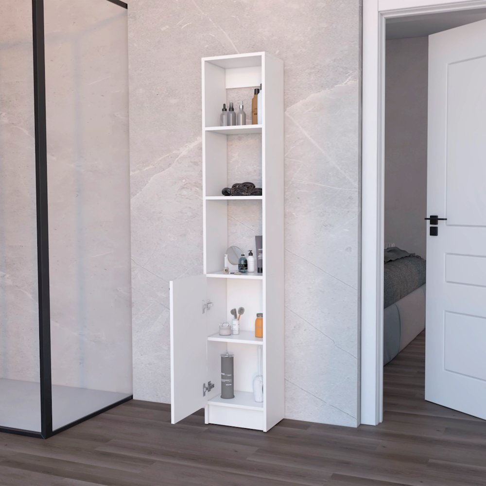 White Linen Cabinet with 1-Door. Picture 5