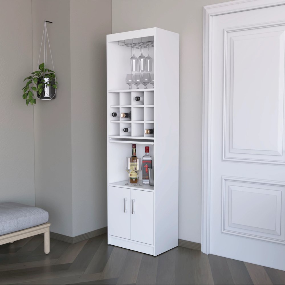 White Bar Cabinet with Wine Storage. Picture 4