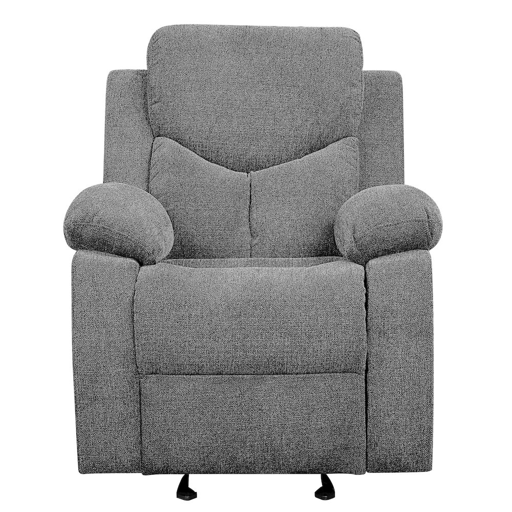 Grey Pillow Top Arms Glider Recliner. Picture 3