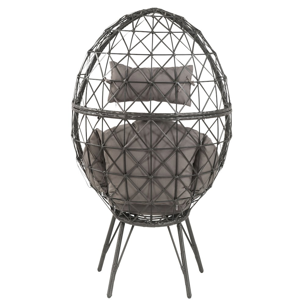 Light Grey and Black Patio Chair with Upholstered Custhion. Picture 4
