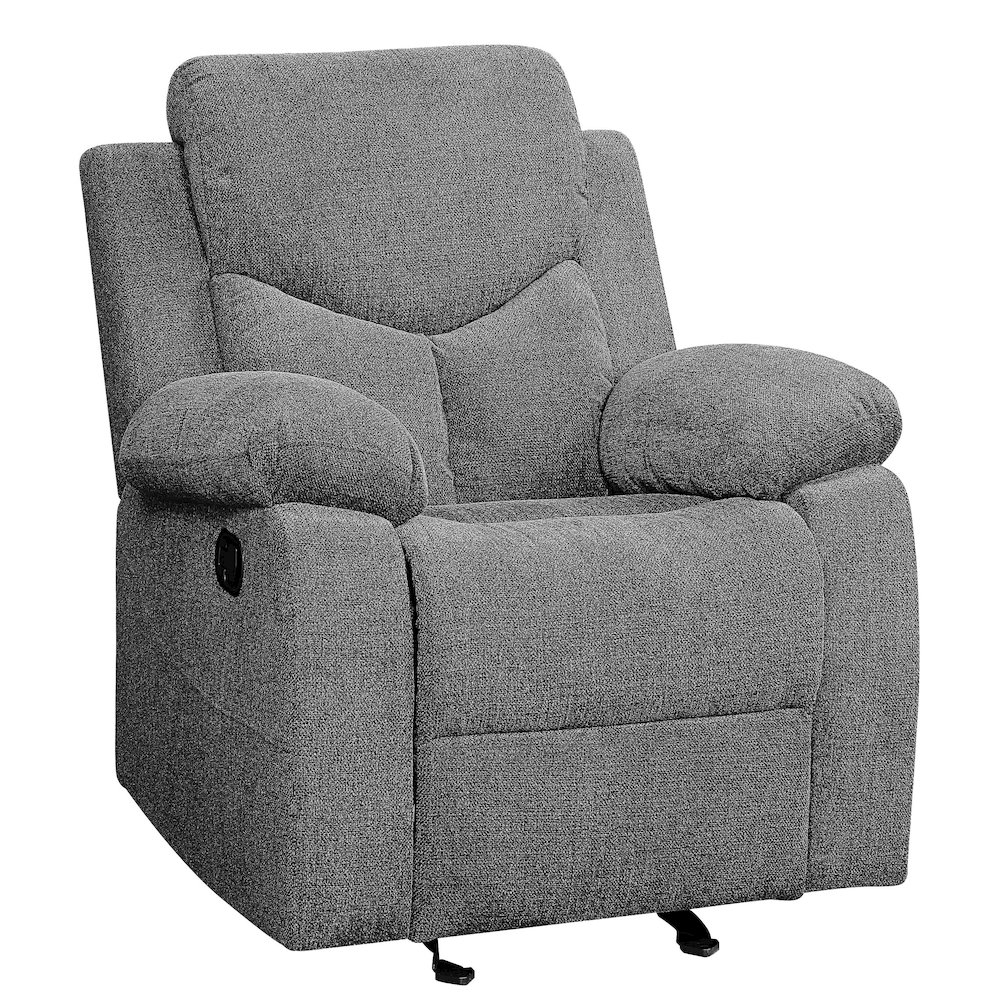 Grey Pillow Top Arms Glider Recliner. Picture 1