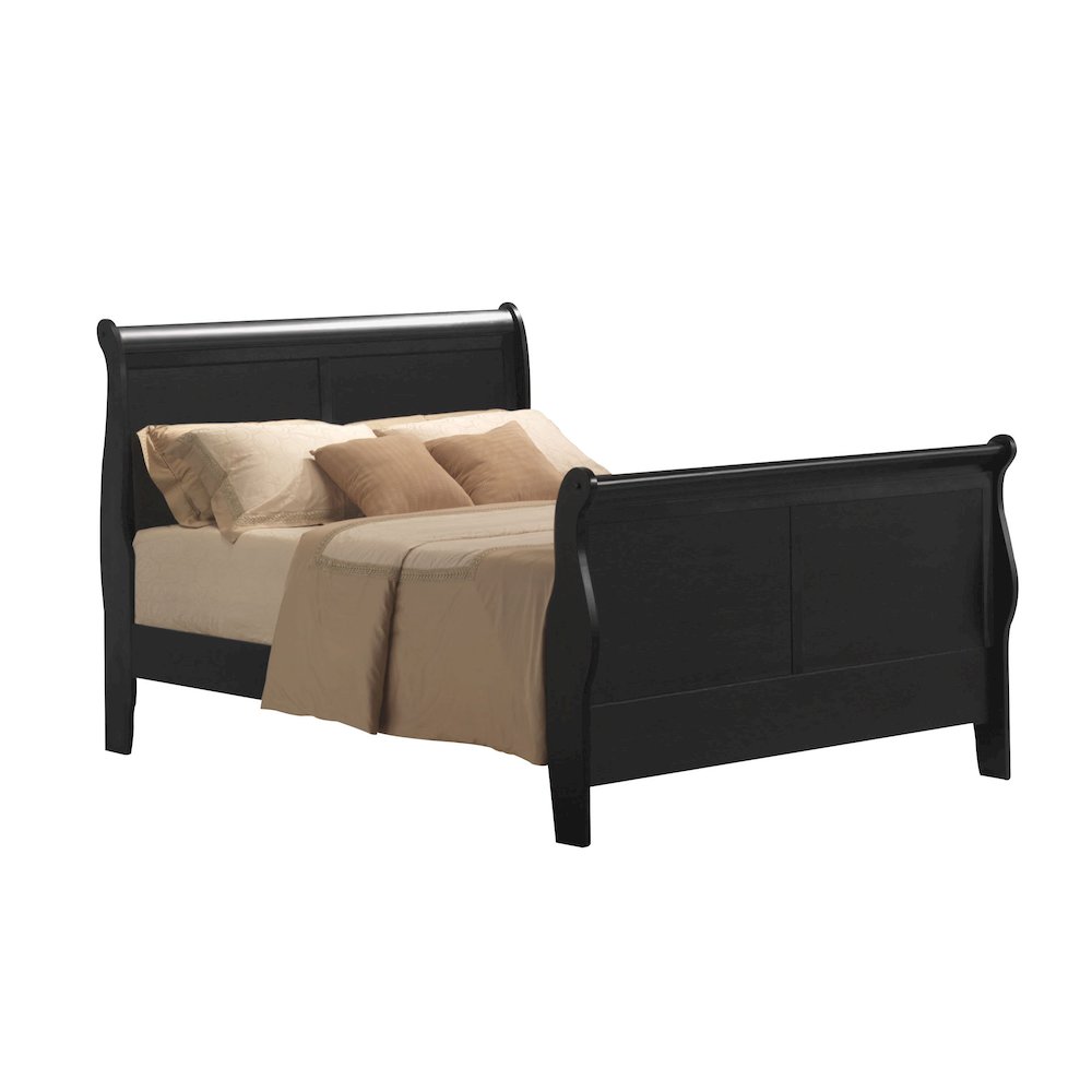 Black Sleigh Panel Bed. Picture 1