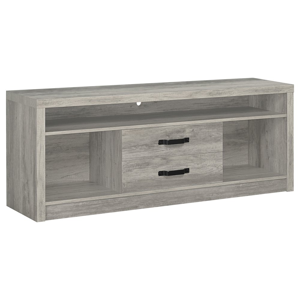 Grey Driftwood 2-drawer TV Console. Picture 1