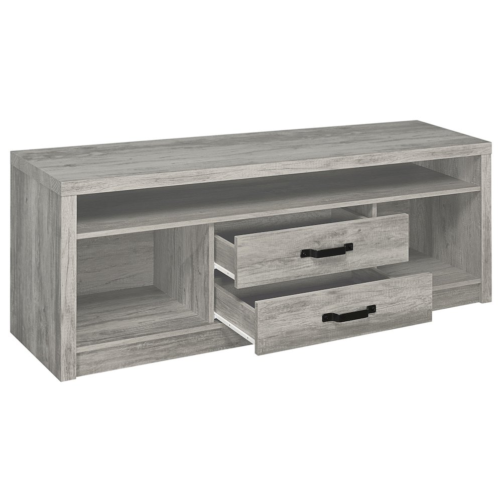 Grey Driftwood 2-drawer TV Console. Picture 3
