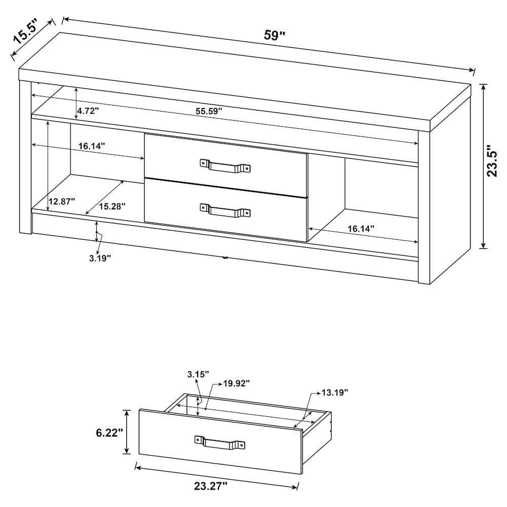 Grey Driftwood 2-drawer TV Console. Picture 10