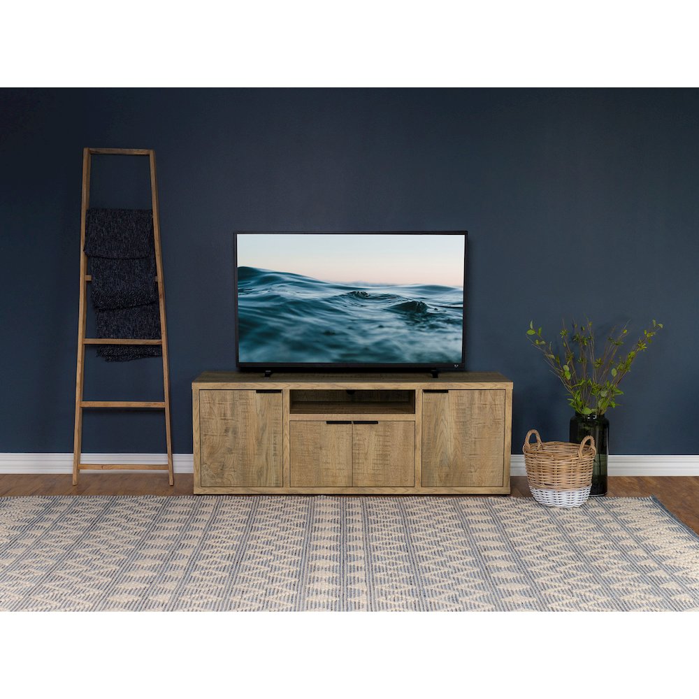 Mango 4-door TV Stand with Open Shelving. Picture 2
