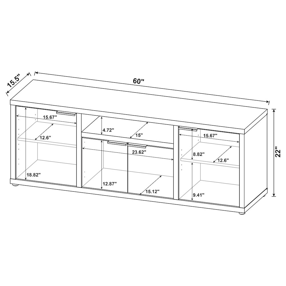 Mango 4-door TV Stand with Open Shelving. Picture 12