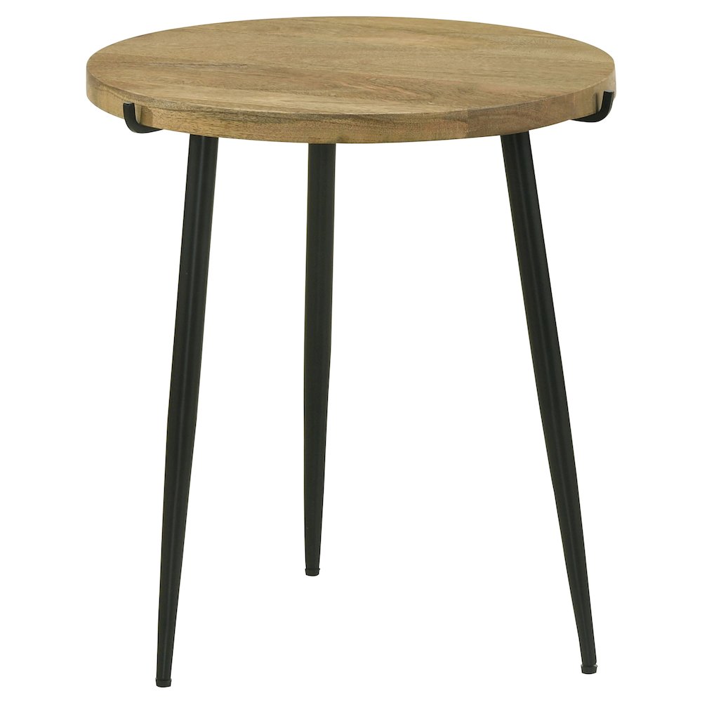Natural and Black Round Top End Table. Picture 1