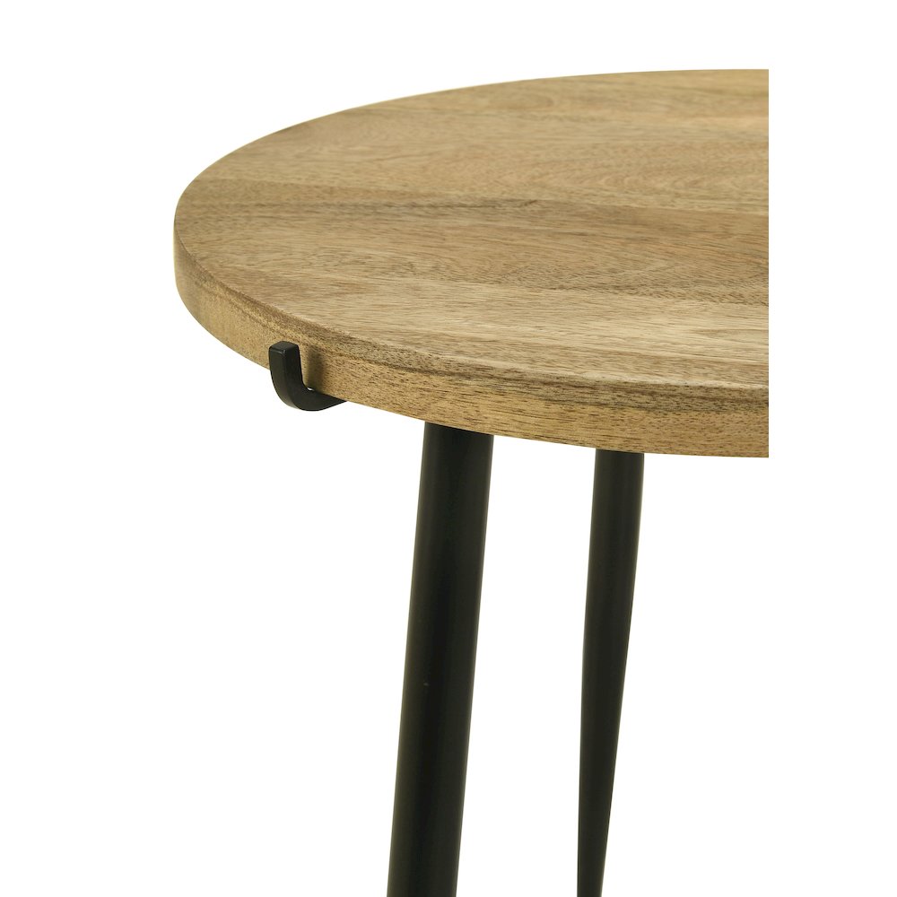 Natural and Black Round Top End Table. Picture 4