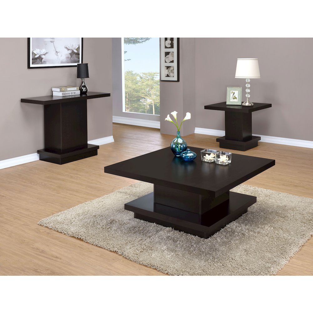 Cappuccino Pedestal Rectangle Sofa Table. Picture 9