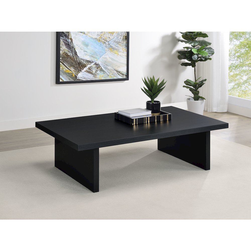 Caroline Black Rectangular Engineered Laminate Coffee Table. Picture 2