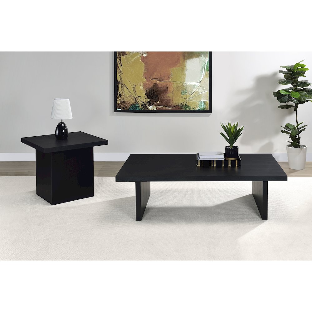 Caroline Black Rectangular Engineered Laminate Coffee Table. Picture 8