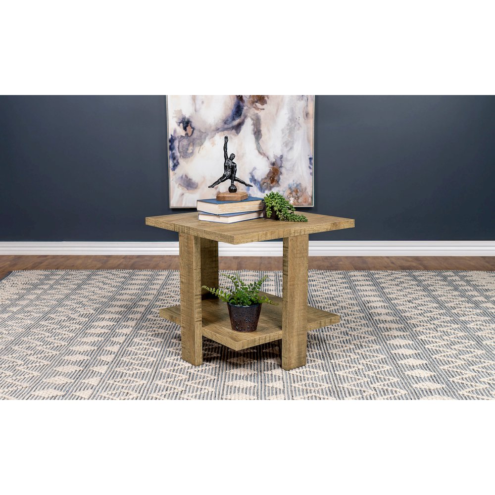 Mango Square End Table with Shelf. Picture 2