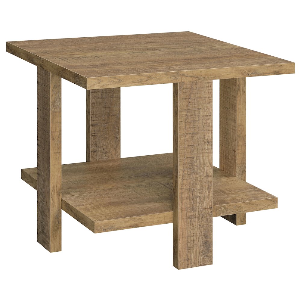 Mango Square End Table with Shelf. Picture 1