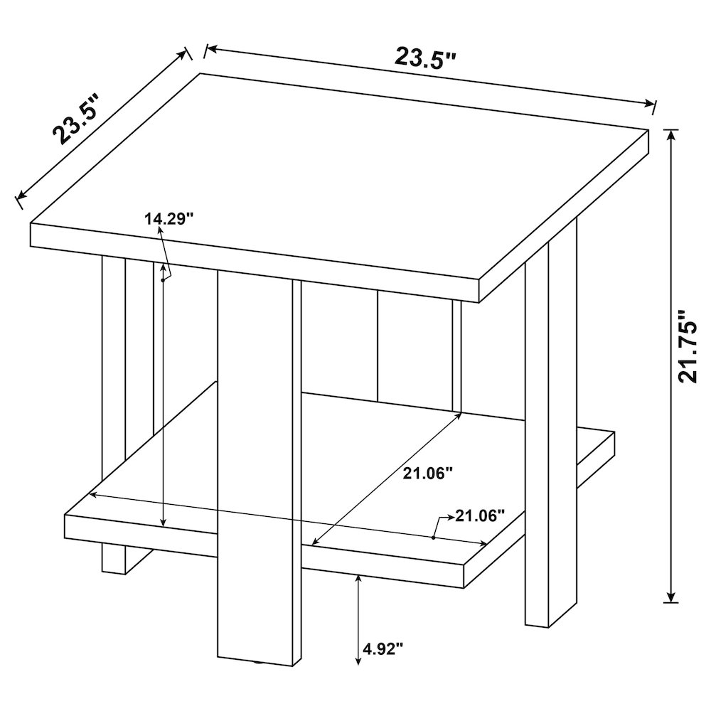 Mango Square End Table with Shelf. Picture 6
