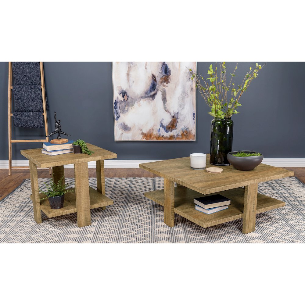 Mango Square End Table with Shelf. Picture 7