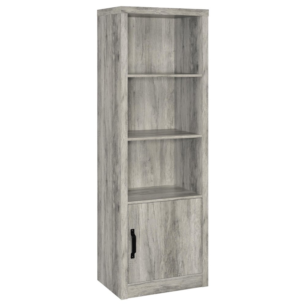 Grey Driftwood 3-Shelf Bookcase with Storage Cabinet. Picture 1