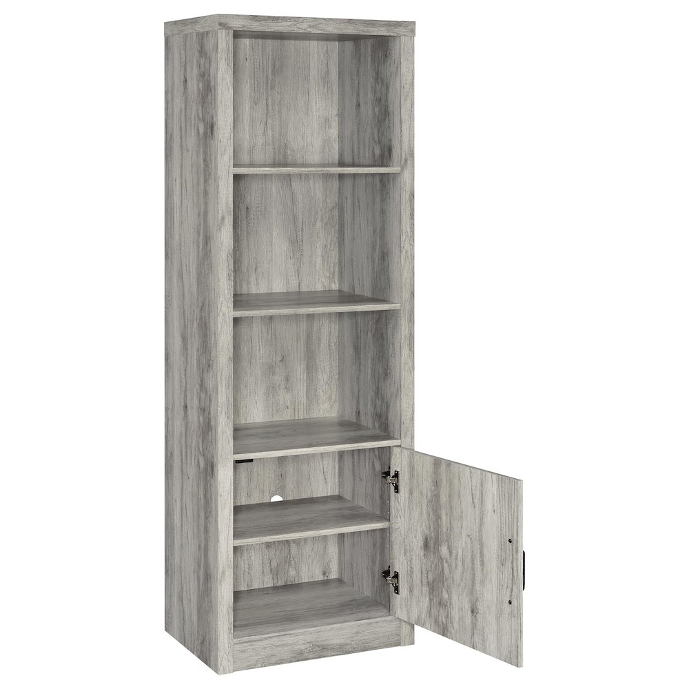 Grey Driftwood 3-Shelf Bookcase with Storage Cabinet. Picture 3