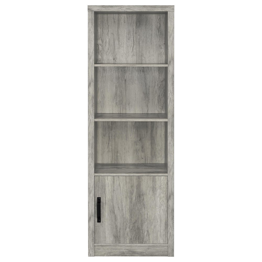 Grey Driftwood 3-Shelf Bookcase with Storage Cabinet. Picture 4