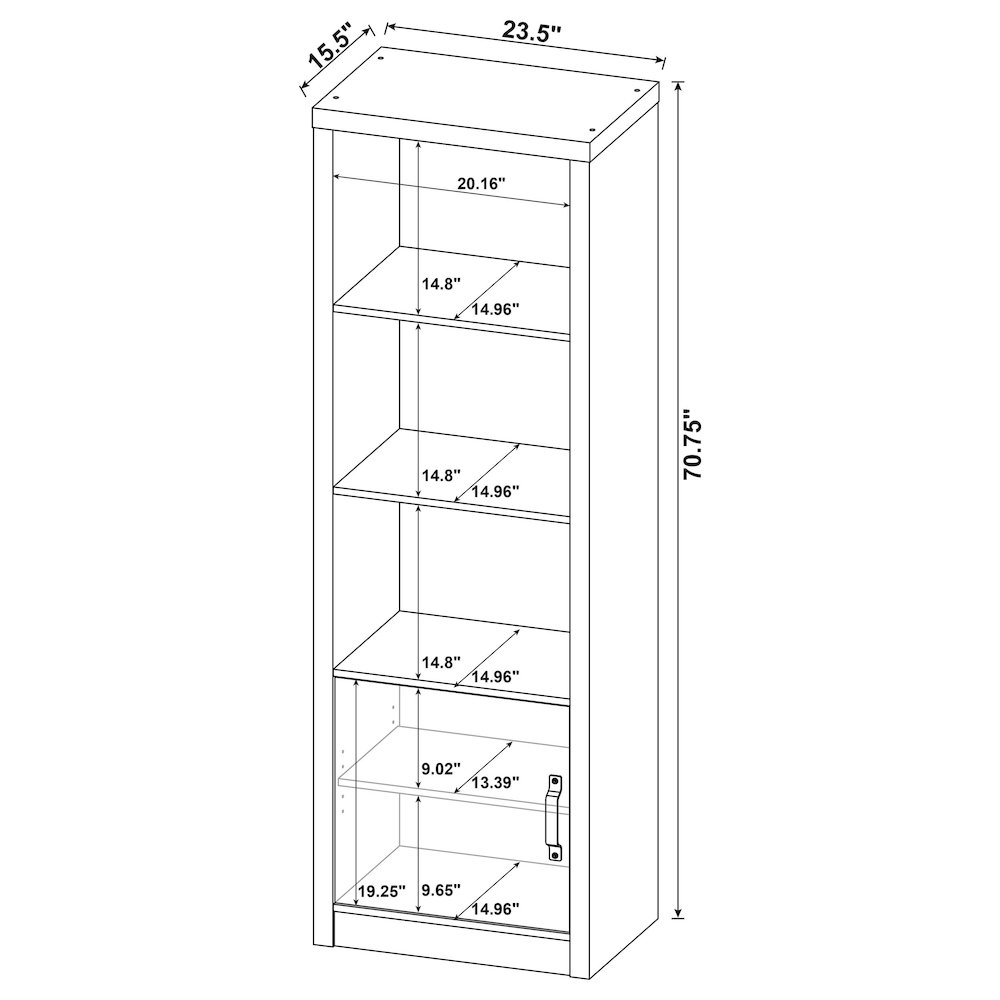 Grey Driftwood 3-Shelf Bookcase with Storage Cabinet. Picture 10