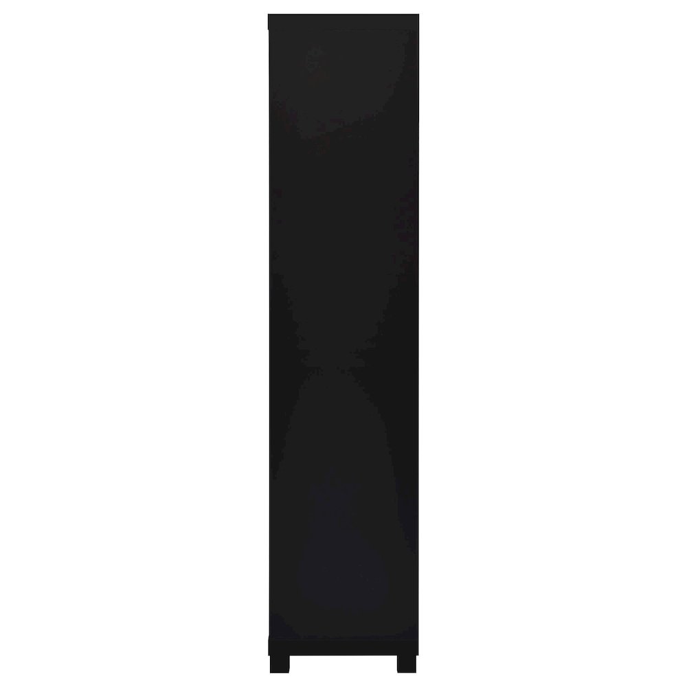 Black 3-shelf Media Tower Bookcase with Storage Cabinet. Picture 5