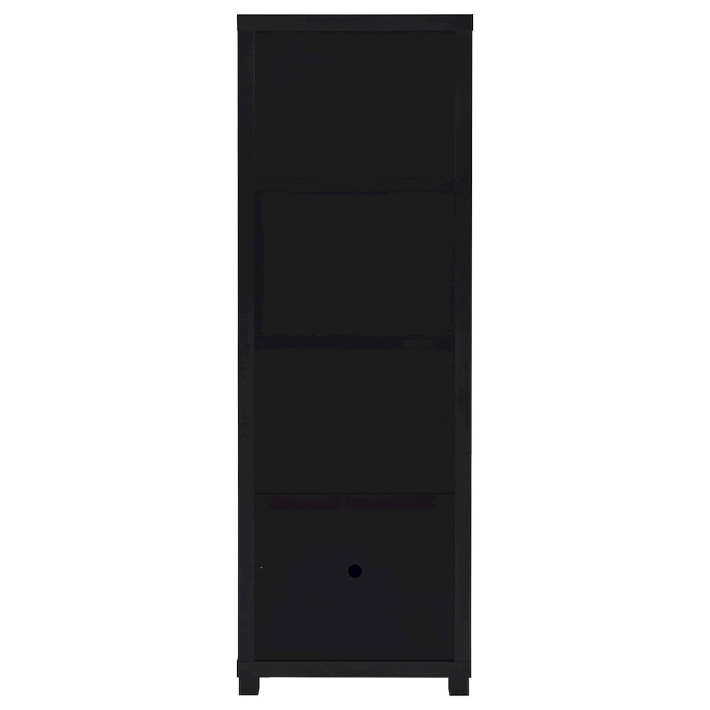 Black 3-shelf Media Tower Bookcase with Storage Cabinet. Picture 7