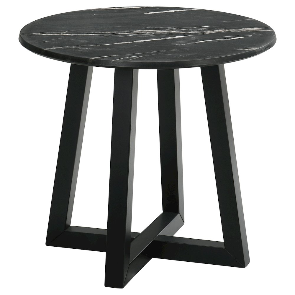 Black End Table with Marble-like Top. Picture 1