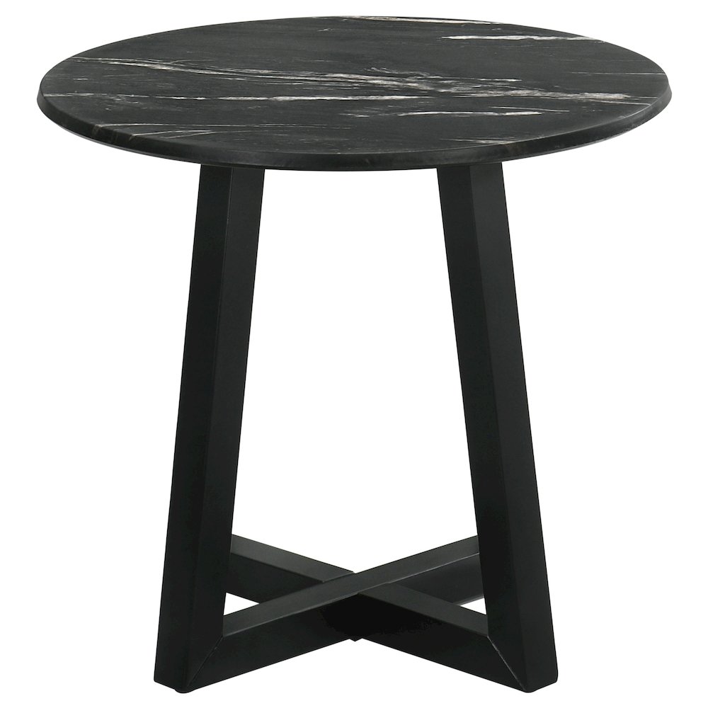 Black End Table with Marble-like Top. Picture 3