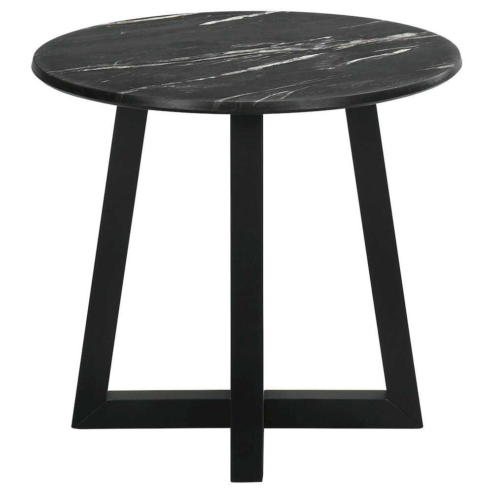 Black End Table with Marble-like Top. Picture 4