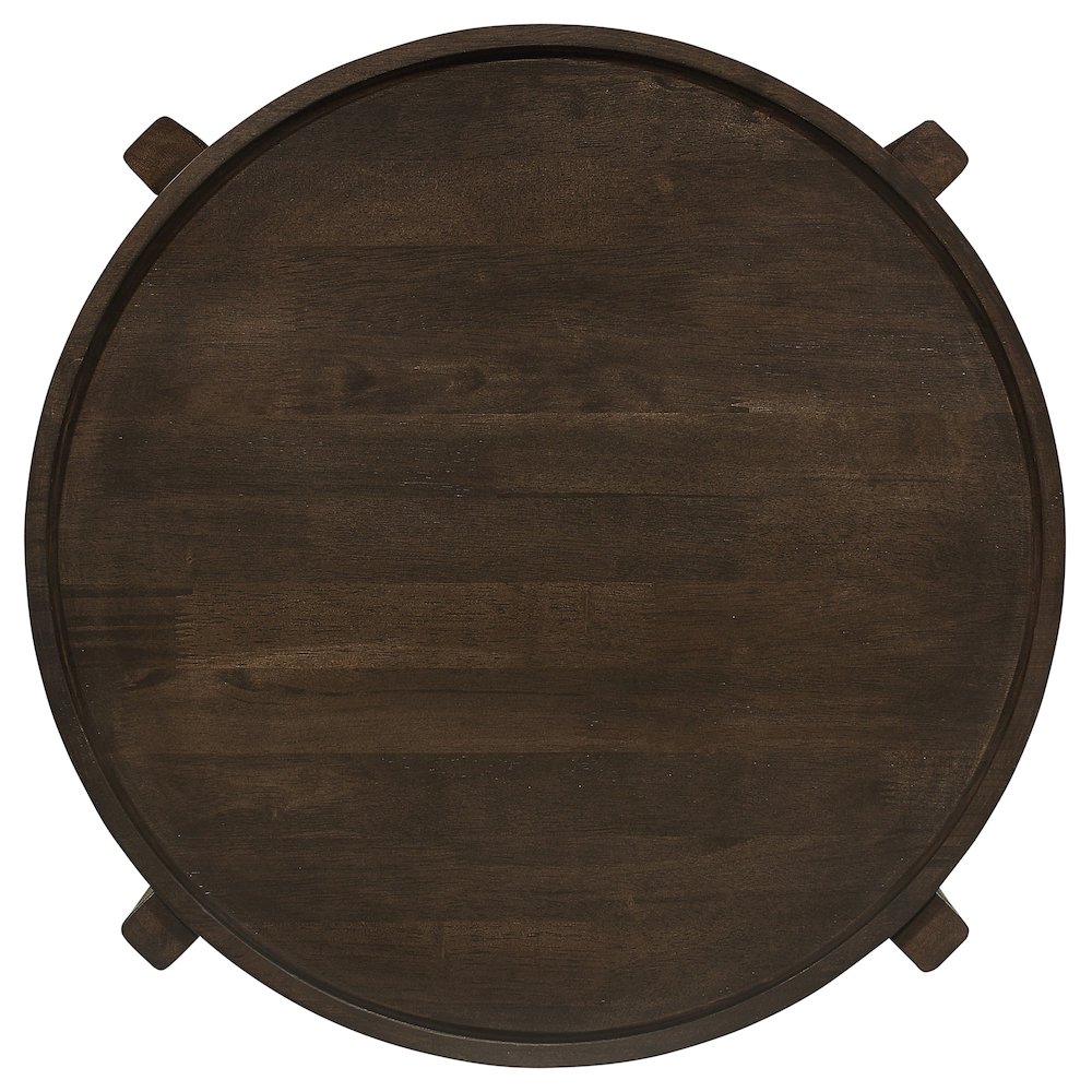 Dark Brown Round Coffee End Table. Picture 5
