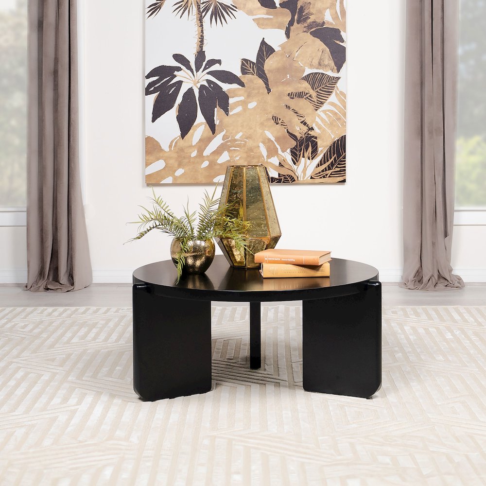 Black Round Coffee Table. Picture 2