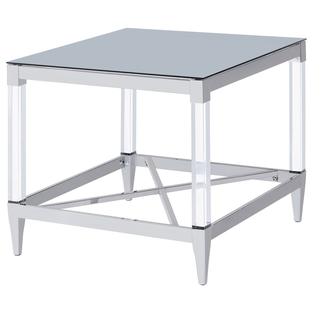 Chrome Square End Table with Acrylic Legs. Picture 4