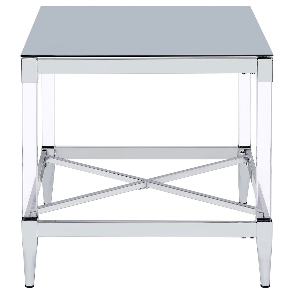 Chrome Square End Table with Acrylic Legs. Picture 5