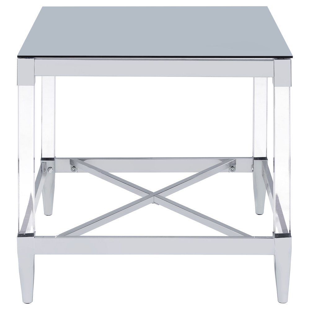 Chrome Square End Table with Acrylic Legs. Picture 6