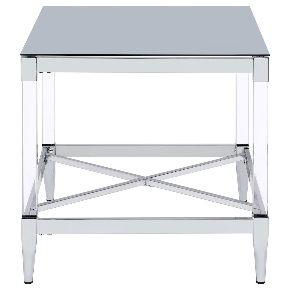 Chrome Square End Table with Acrylic Legs. Picture 7