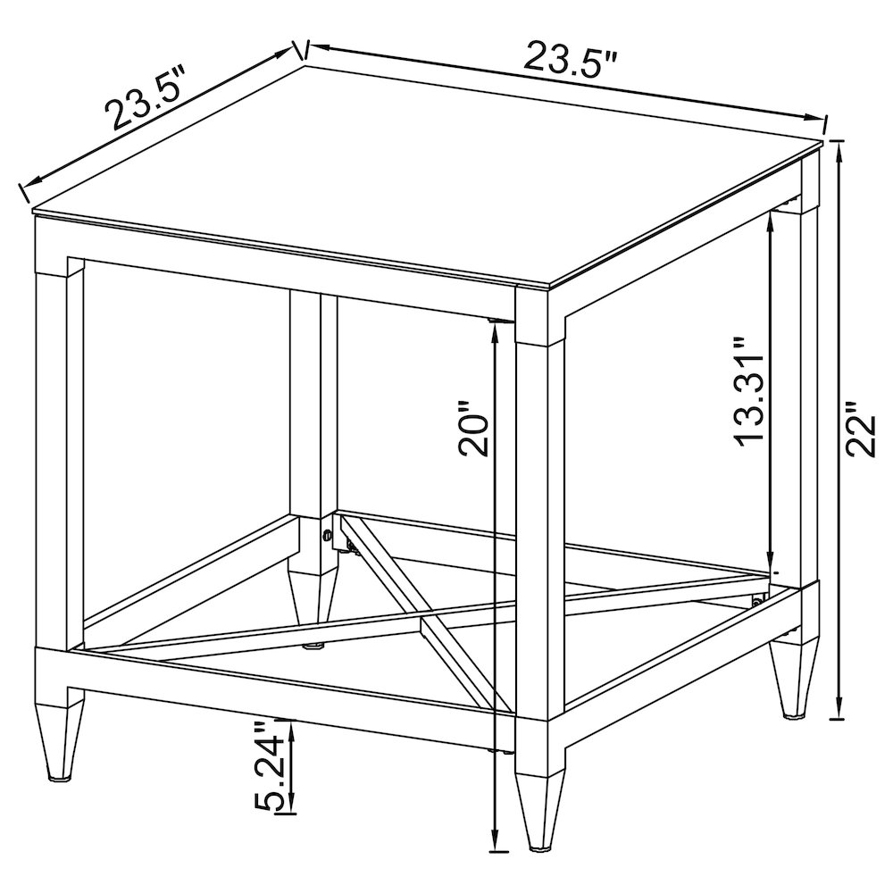 Chrome Square End Table with Acrylic Legs. Picture 8