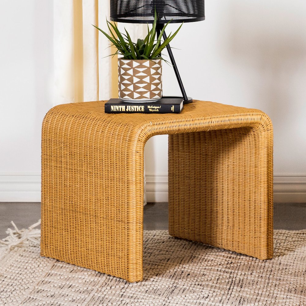 Natural Square Open Base End Table. Picture 2
