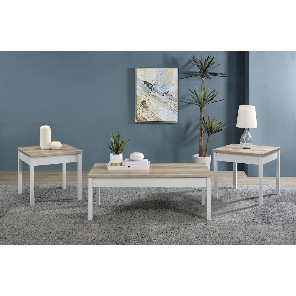 Antique Pine and White 3-piece Coffee Table Set. Picture 2