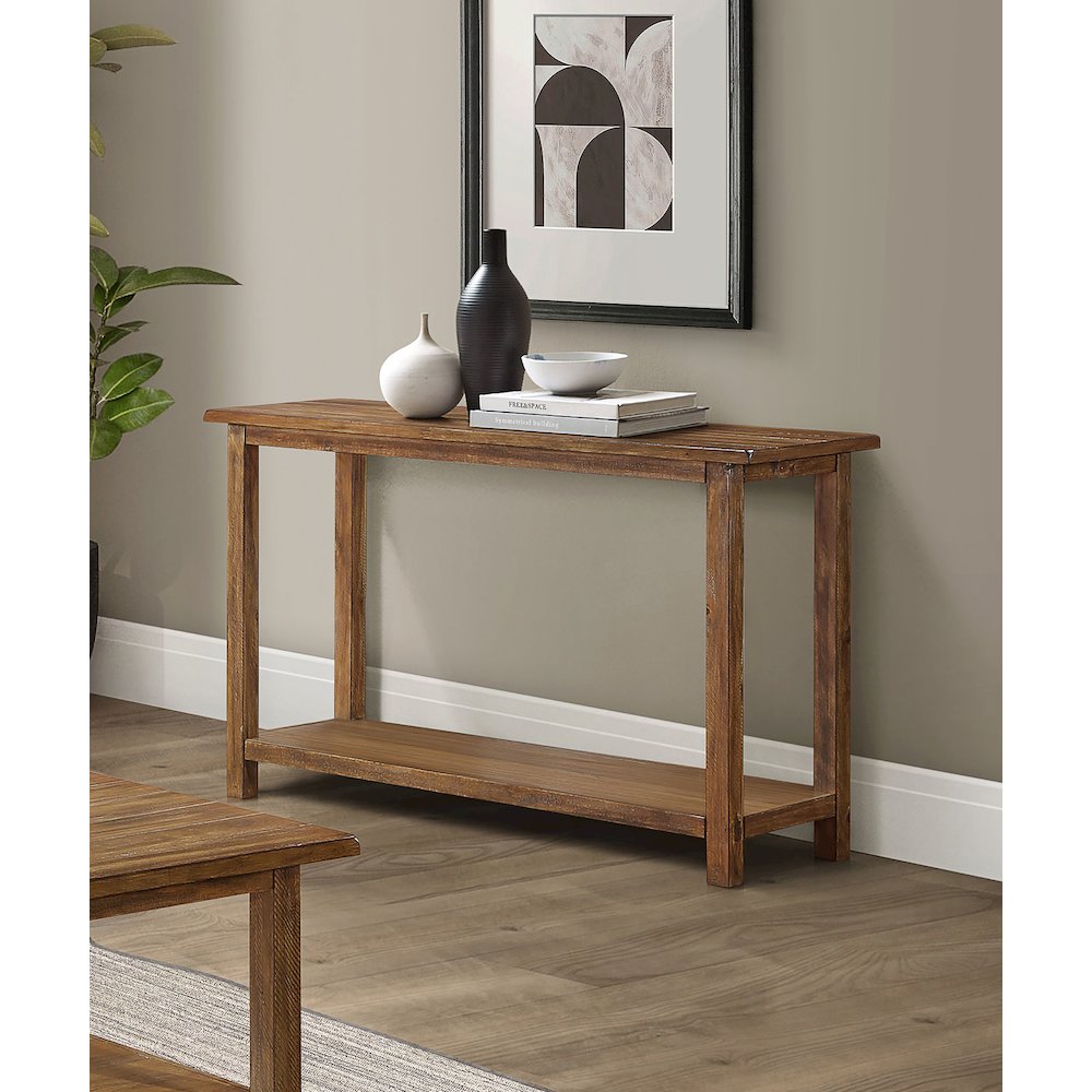 Castleton Distressed Brown Wood Entryway Sofa Console Table. Picture 8