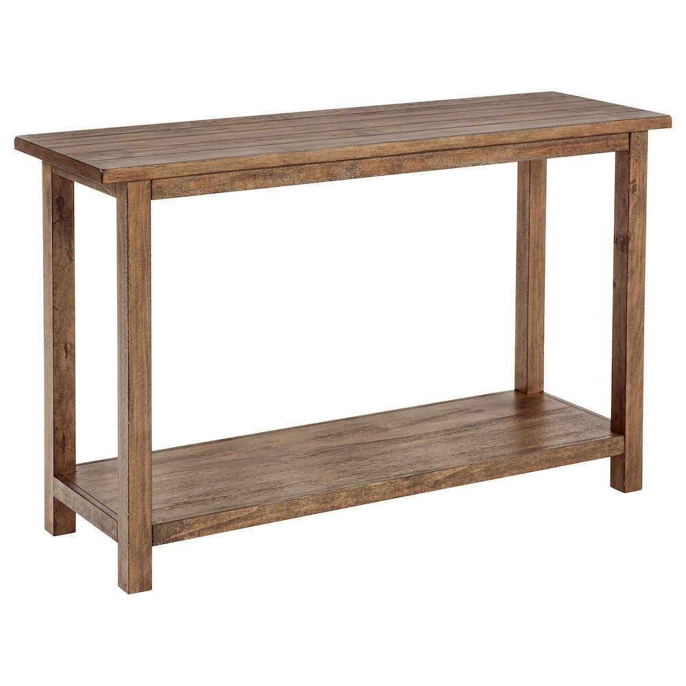 Castleton Distressed Brown Wood Entryway Sofa Console Table. Picture 1