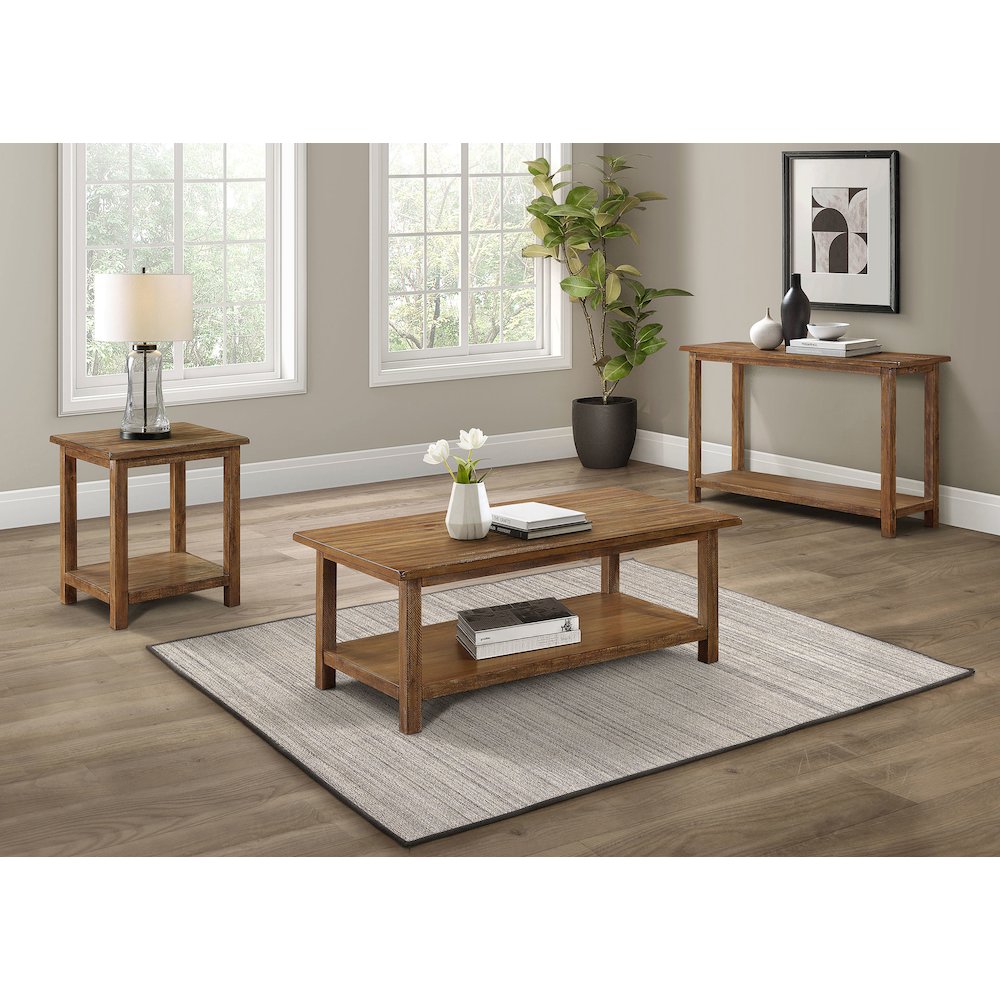 Castleton Distressed Brown Wood Entryway Sofa Console Table. Picture 7