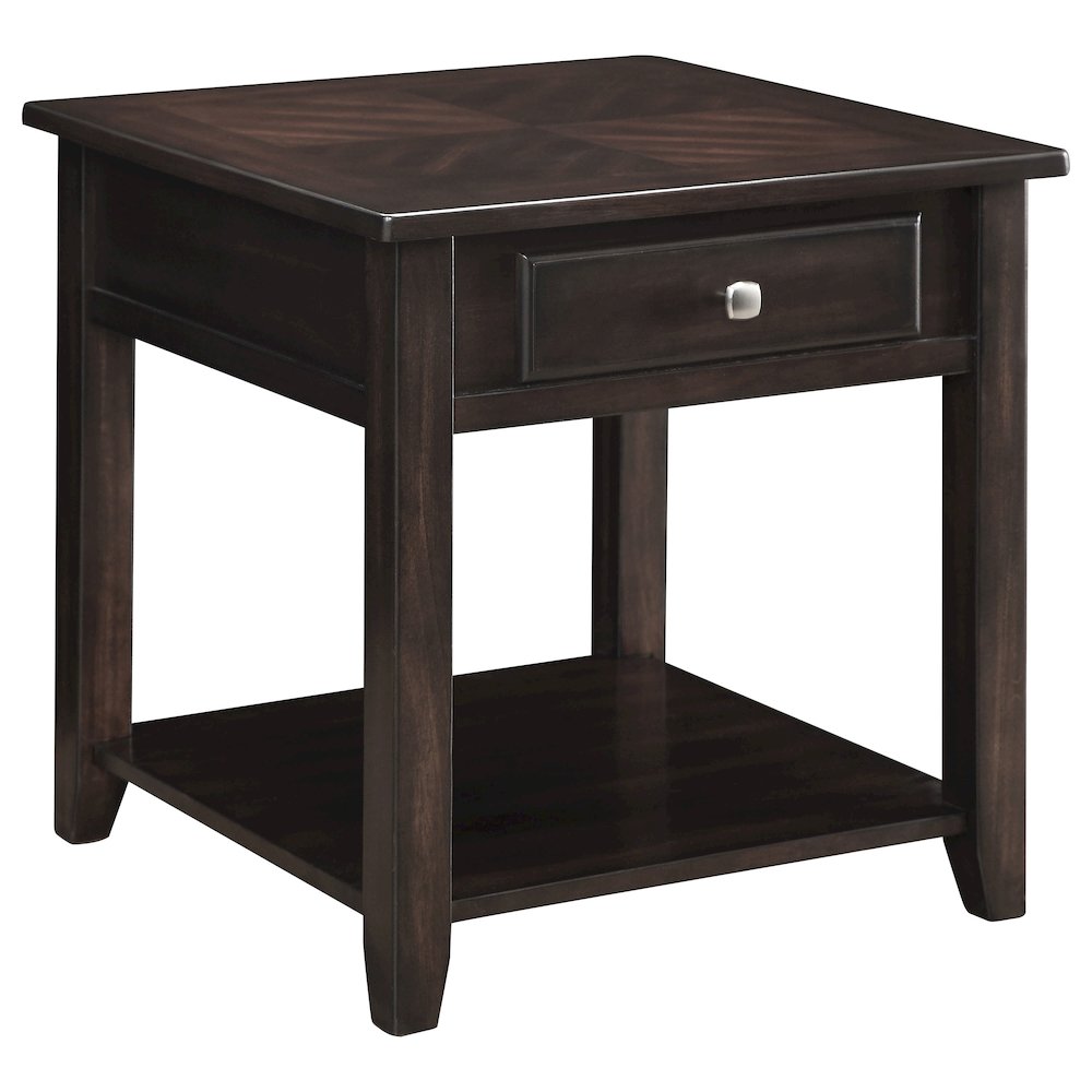 Walnut Square 1-shelf End Table. Picture 1