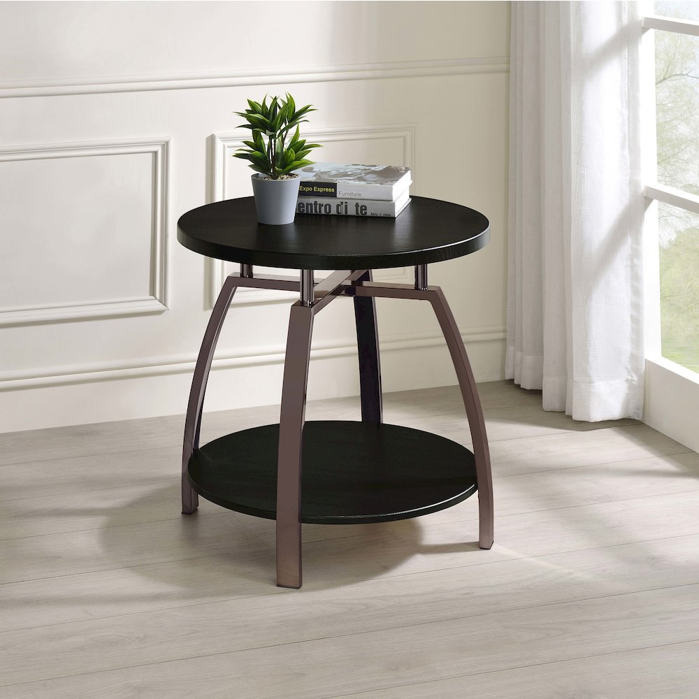 Dark Grey and Black Nickel End Table. Picture 2