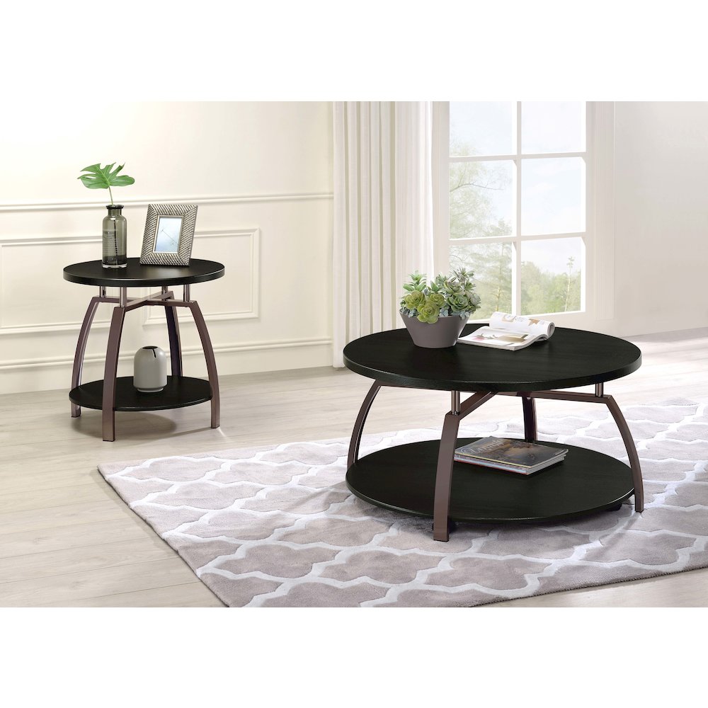 Dark Grey and Black Nickel End Table. Picture 6
