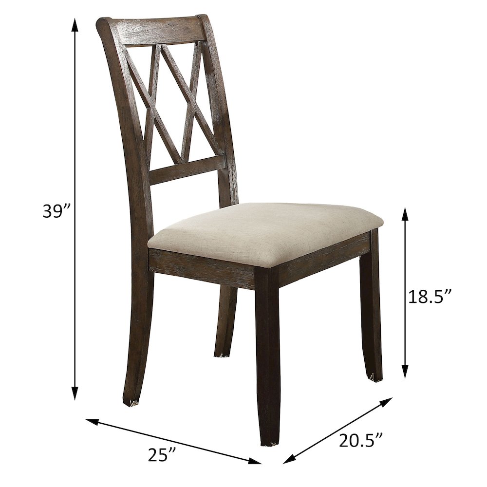 Beige and Salvage Brown Open Back Side Chairs (Set of 2). Picture 3