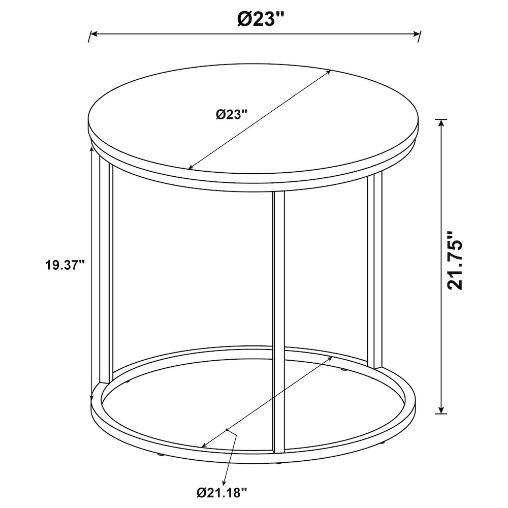 Grey Faux Marble and Gunmetal Round End Table. Picture 4