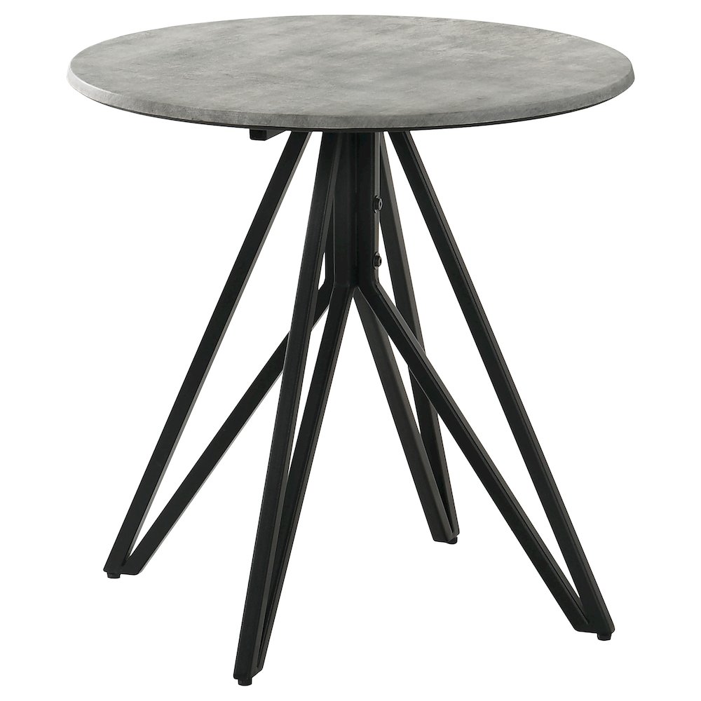 Cement and Gunmetal Round Top End Table. Picture 1