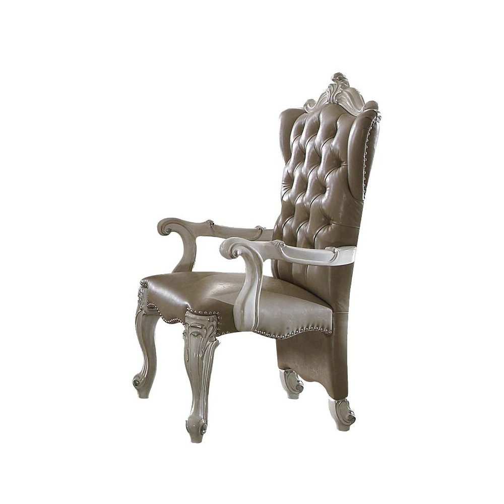 Vintage Brown and Bone White Arm Chairs (Set of 2). Picture 1