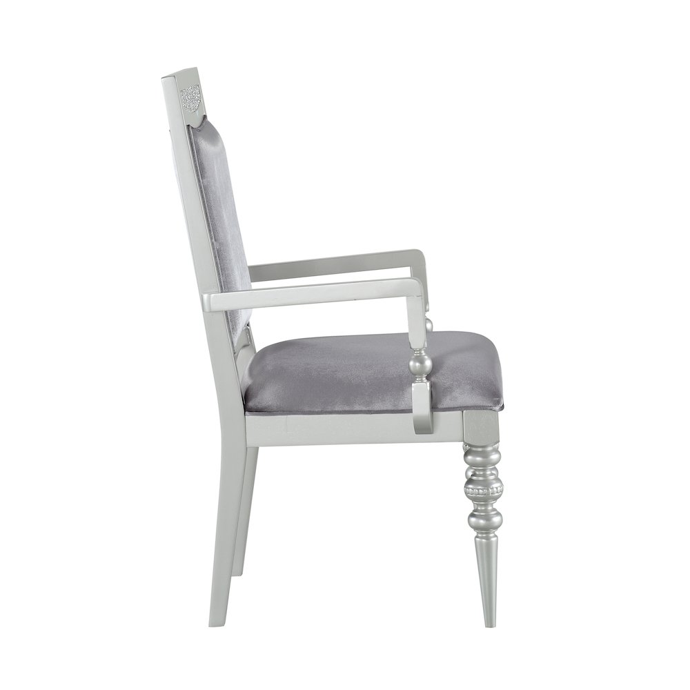 Grey and Platinum Upholstered Arm Chairs (Set of 2). Picture 3
