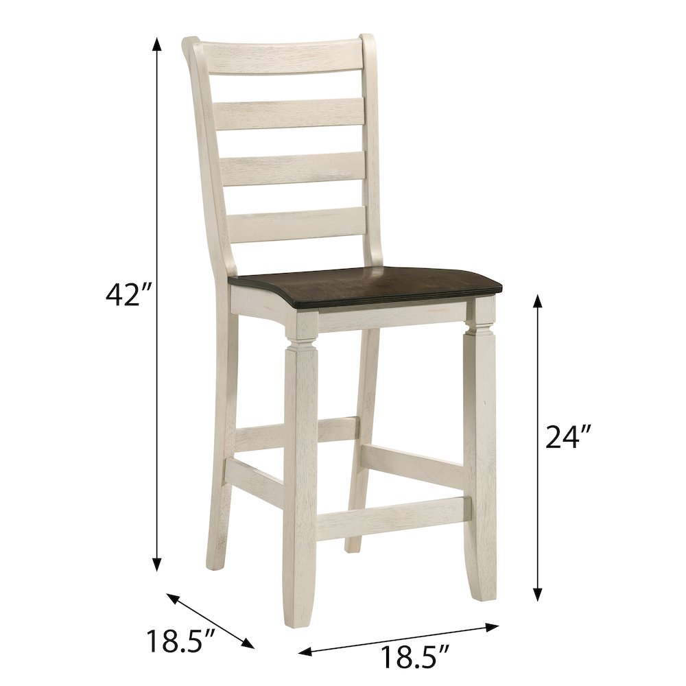 Oak and Antique White Counter Height Stools (Set of 2). Picture 5